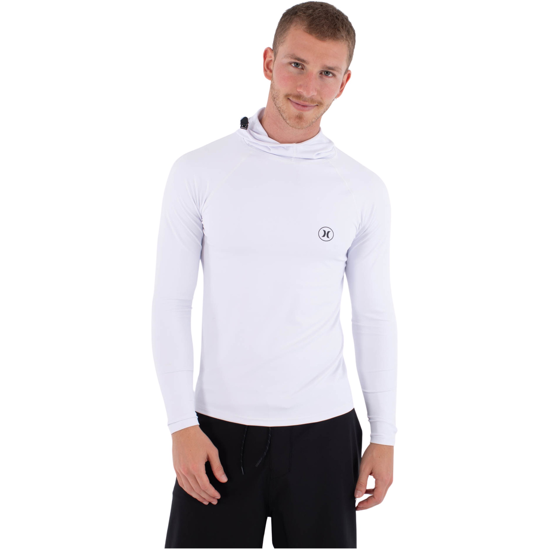 2026 Hurley Mens Slim Fit Icon Hooded Long Sleeve Rash Vest MLEU00001 - White